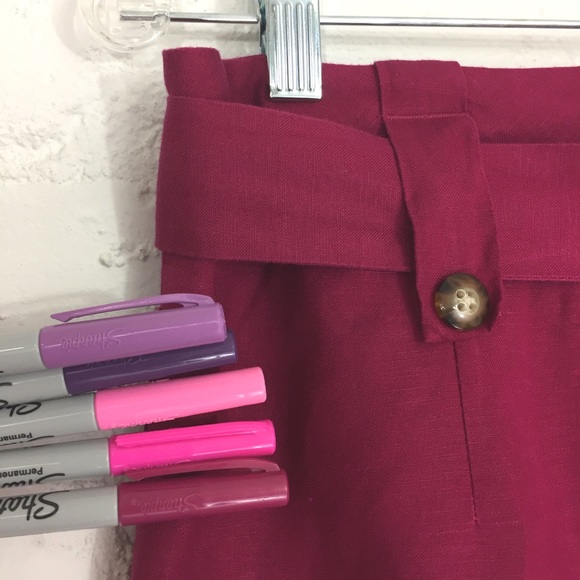 BANANA REPUBLIC Plum Raspberry Linen Skirt Size 6 - Picture 7 of 7